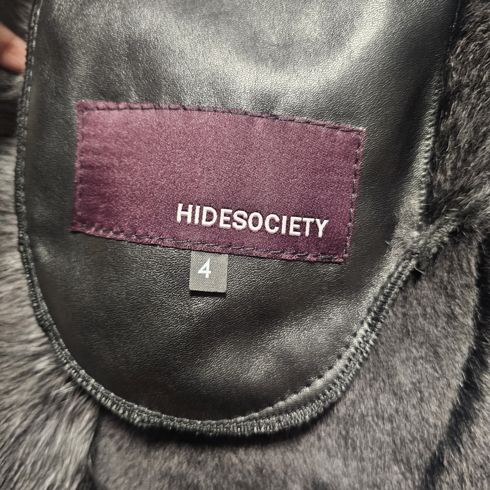 Hide Society Black Suede And Gray Fur Coat - Picture 2 of 9